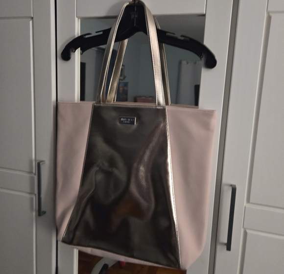 Jimmy Choo Handbags - Jimmy Choo Blush Tote with Metallic Gold Center Panel